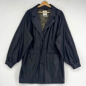 Urban Outfitters Mens Size Medium Button Front Coat Black Faux Leather Pockets